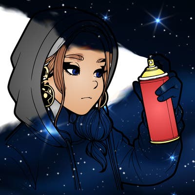 a realistic girl, spray painting