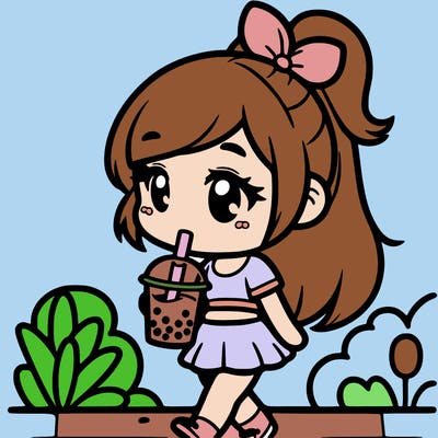 cute girl drinking boba