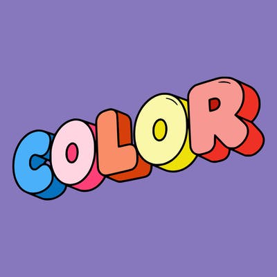 a sign that says color in bubble writing