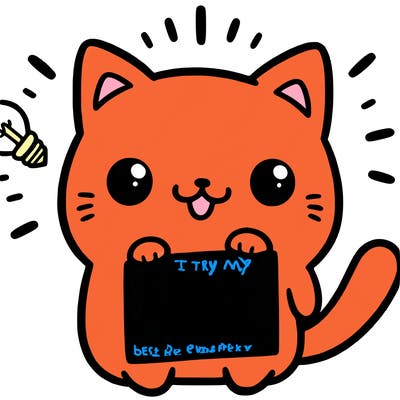 a cute cat saying share your ideas