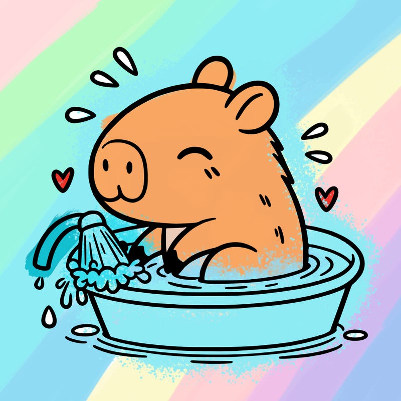 capybara taking a bath