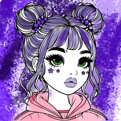realistic girl with space buns