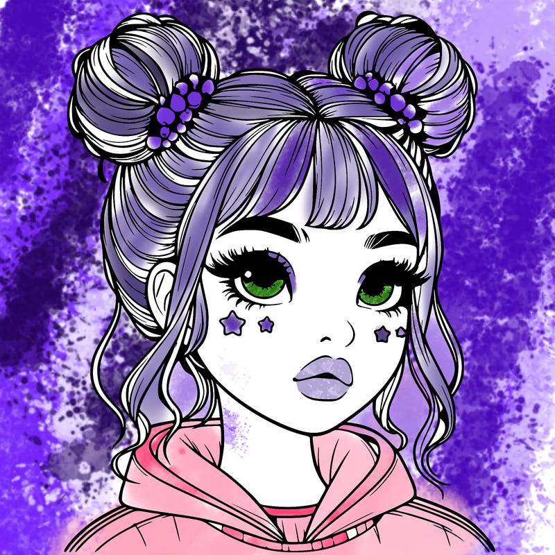 realistic girl with space buns