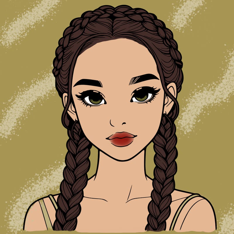 realistic girl with braids