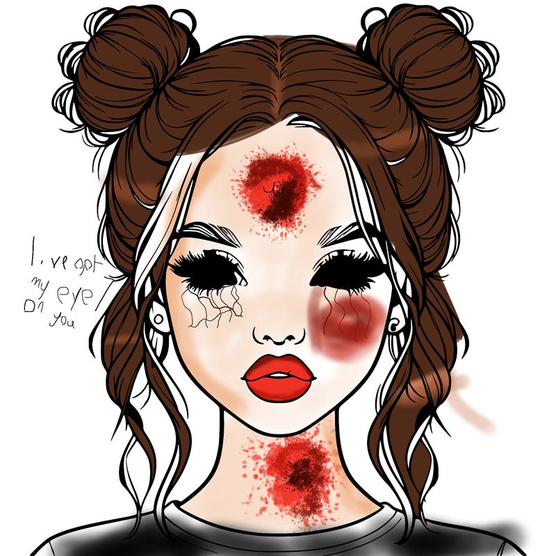 realistic girl with two buns in hair and lips