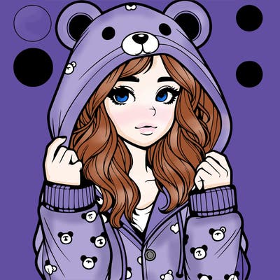realistic girl in a animal pjs hoodie