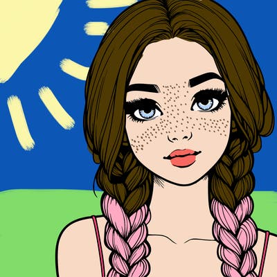 realistic girl with braids