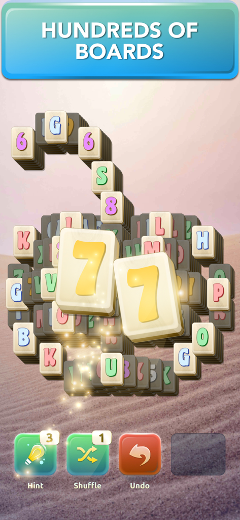 Mahjong Solitaire Classic Tile - Gameplay of Mahjong Solitaire Classic Tile showing a pair of matching number seven tiles on a board