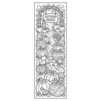 Celebrate the cozy spirit of autumn with this delightful coloring bookmark, featuring a charming pumpkin patch overflowing with seasonal wonders. Intricate details of pumpkins, woodland friends, and fall foliage invite you to bring this whimsical scene to life with your favorite colors.