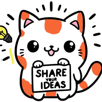 a cute cat saying share your ideas