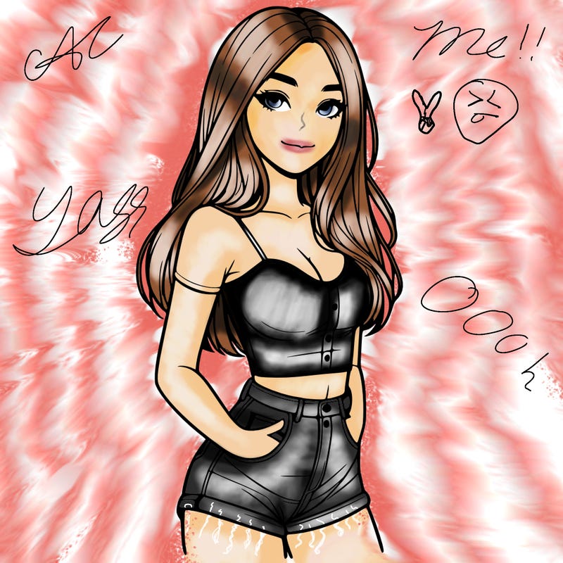 realistic girl in a short top