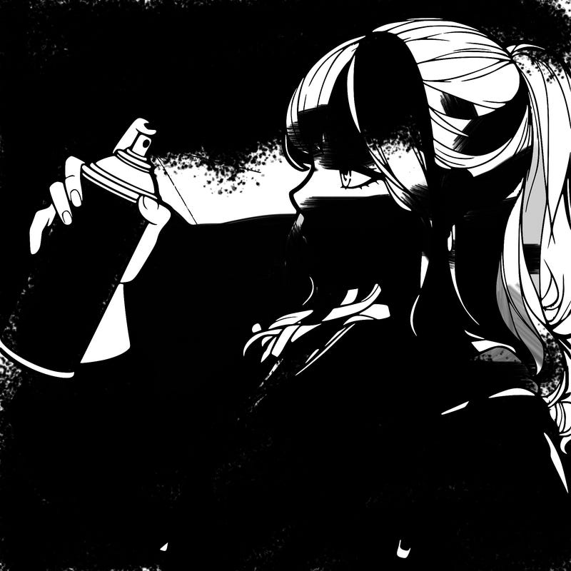 a realistic girl spray, painting