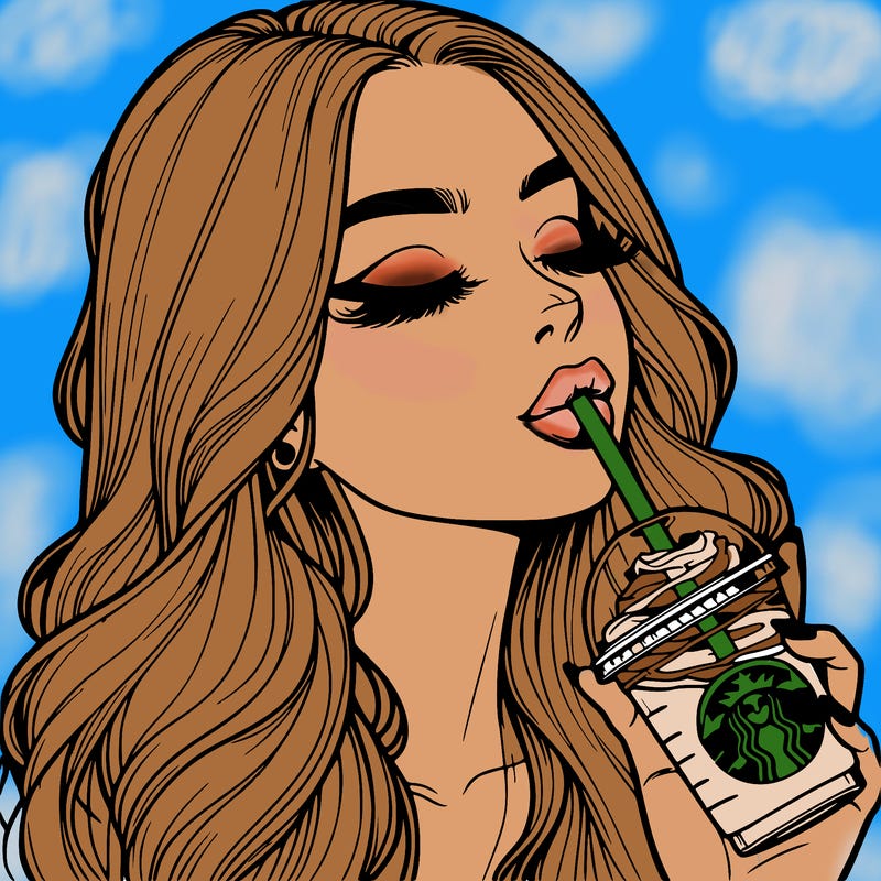 realistic girl drinking starbucks