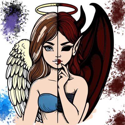 realistic angel half demon