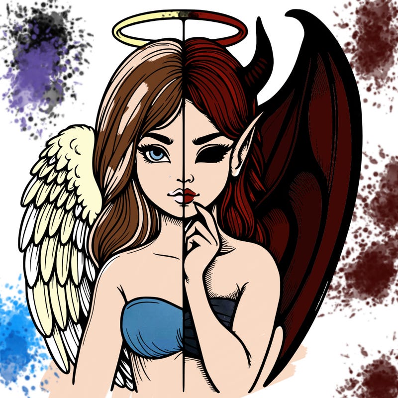 realistic angel half demon