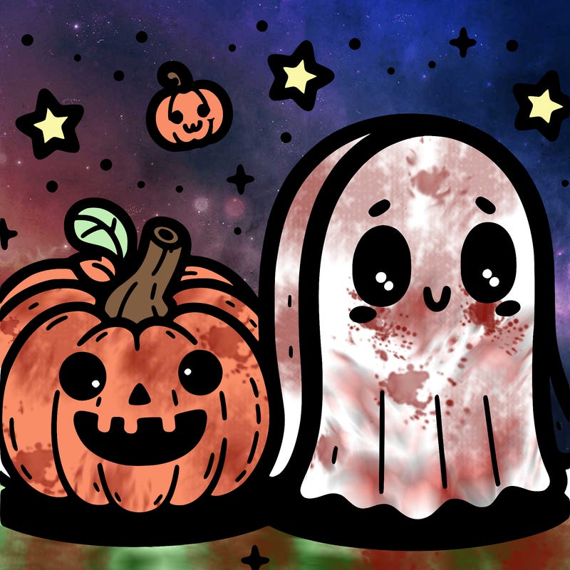 cute pumpkin and ghost