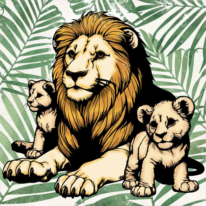 realistic lion and cubs