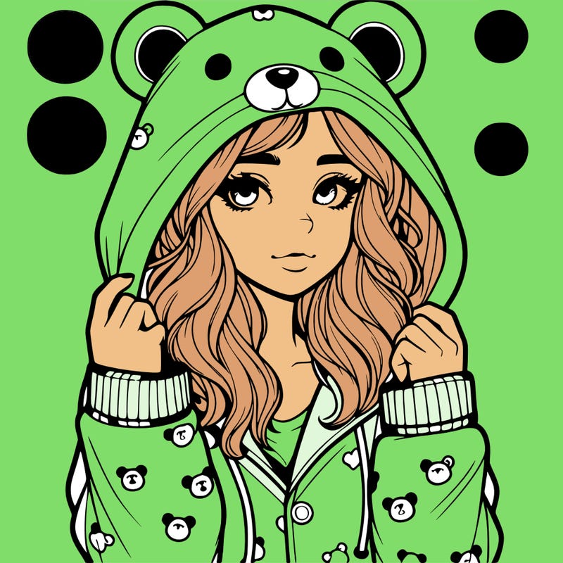 realistic girl in a animal pjs hoodie
