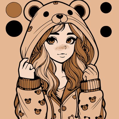 realistic girl in a animal pjs hoodie