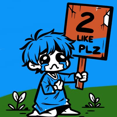 small poor toddler crying with sign that says 2 like plz