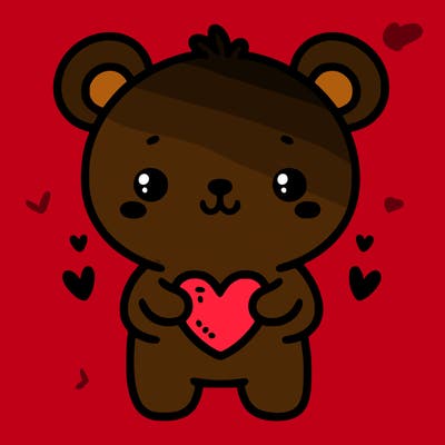 cute bear with heart