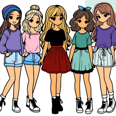 a group of five girls