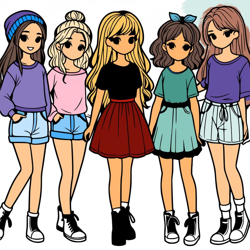 a group of five girls