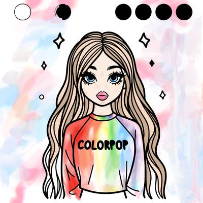 a long haired girl that her shirt says colorpop