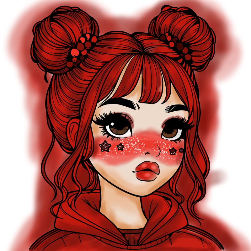 realistic girl with space buns