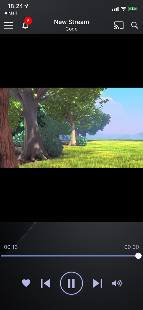 Live Player - AI media player - Benutzeroberfläche der Live Player App mit einem Videowiedergabebildschirm sowie Navigations- und Steuerungstasten