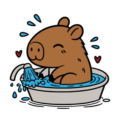 capybara taking a bath