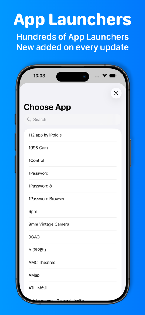 Lock Launcher Widgets LockFlow - LockFlow app interface displaying a list of available apps to create lock screen launchers