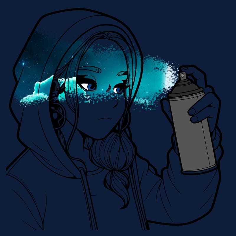 a realistic girl, spray painting