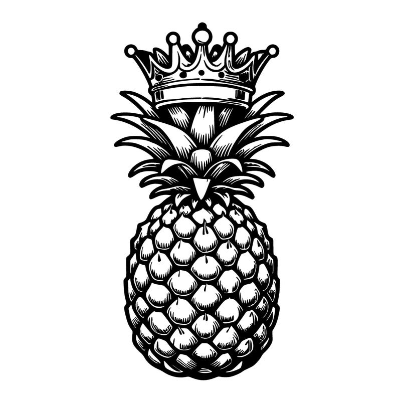 realistic pineapple with a royal crown