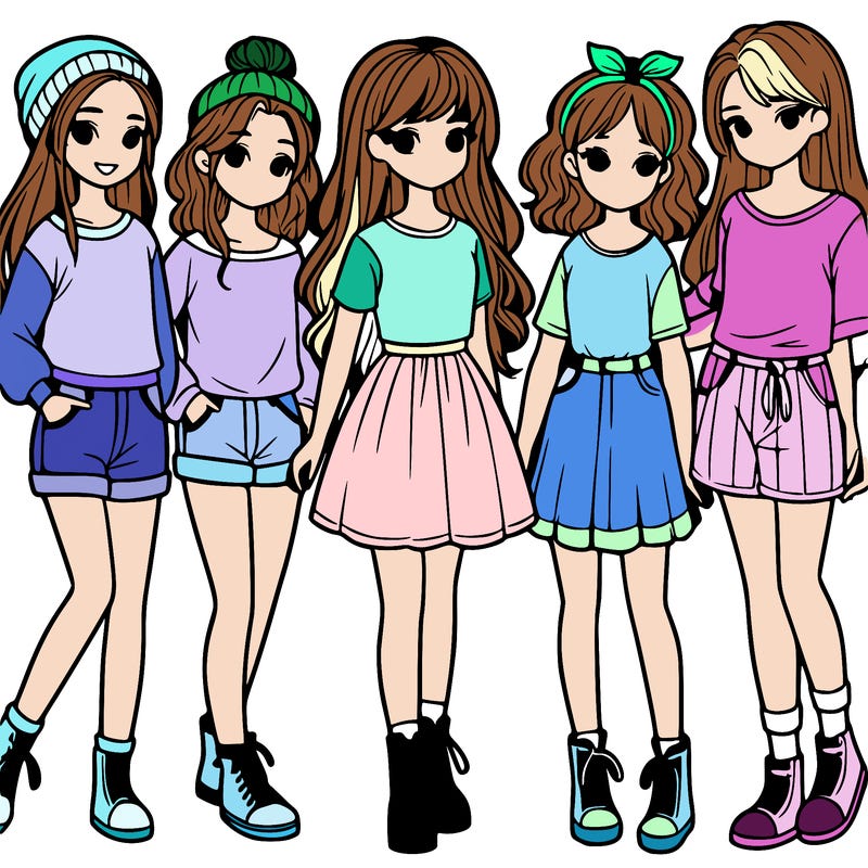 a group of five girls