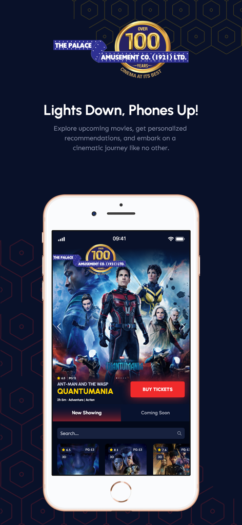 Palace Amusement - Palace Amusement movie ticket booking app home screen with film posters