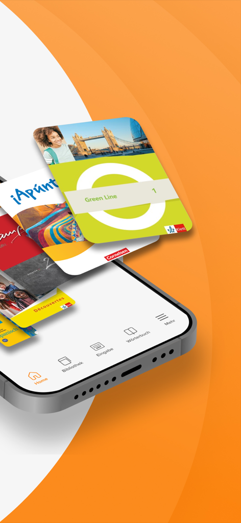 phase6: Practice vocabulary - Smartphone affichant l'interface de l'application phase6 avec les couvertures de manuels scolaires pour la pratique du vocabulaire