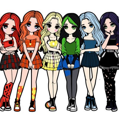 a group of girls realistic