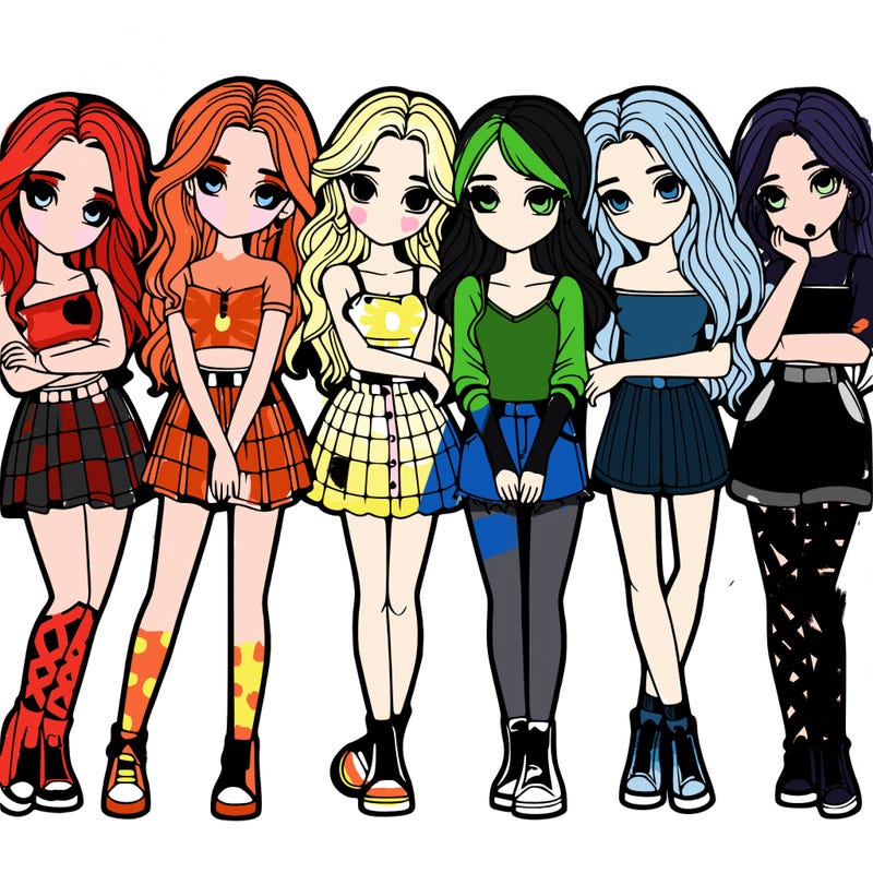 a group of girls realistic