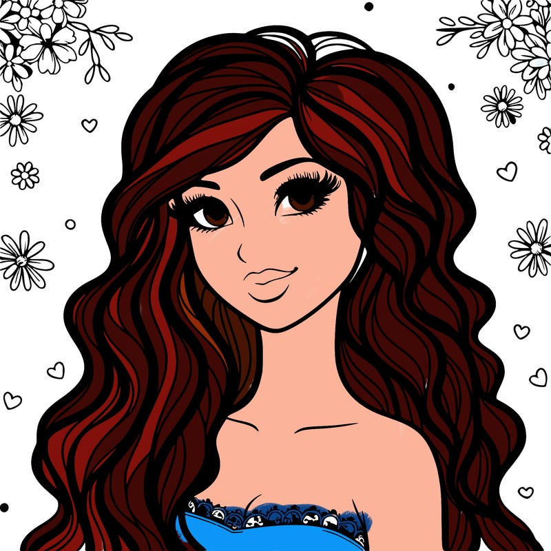 pretty woman with long wavy hair