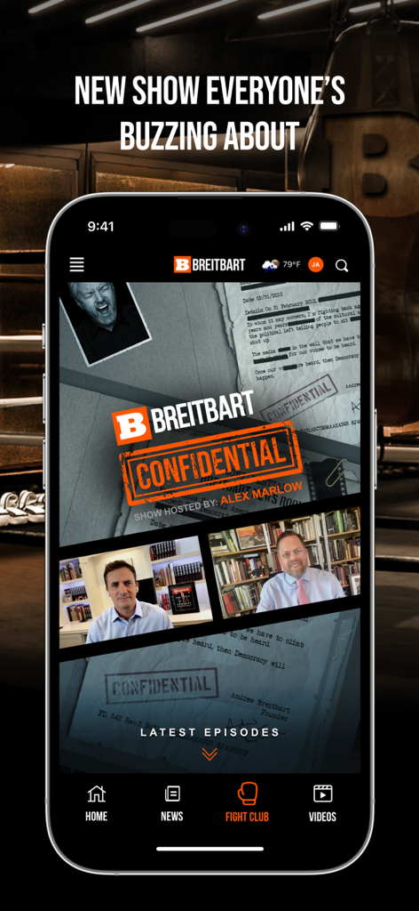 Breitbart - Breitbart news app showing the Breitbart Confidential video series hosted by Alex Marlow