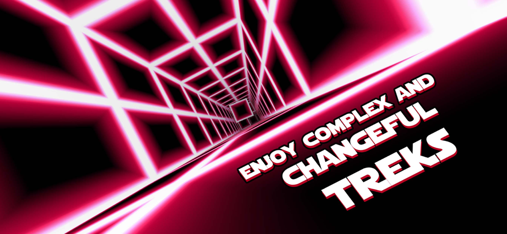 Death Run 3D - A high-speed perspective view of a neon red and white geometric tunnel in Death Run 3D