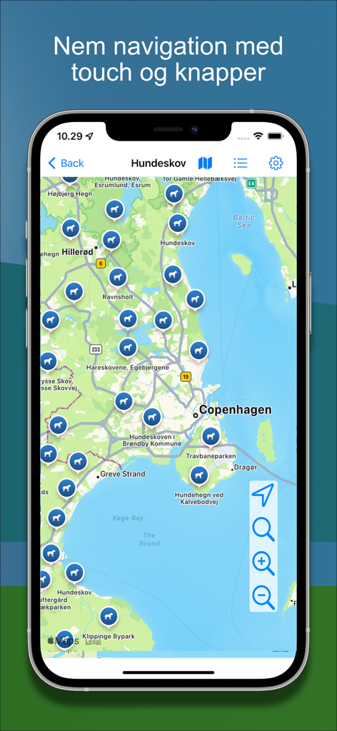 Dog forest - Interactive map showing dog park locations and free-range areas for dogs.