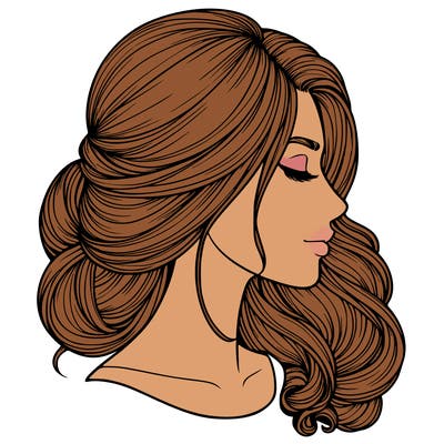 realistic woman's head & hair