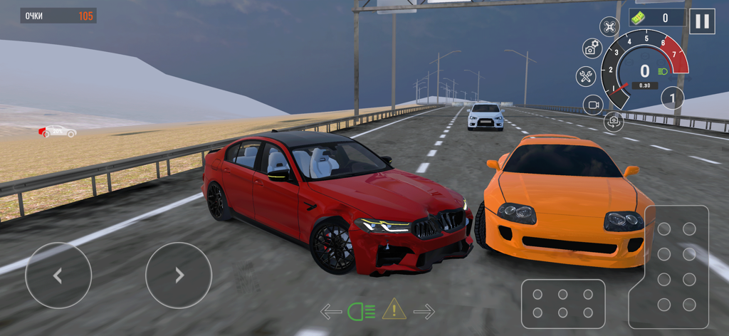 Drive World : Drift Car Racing - Red and orange sports cars driving on a highway in Drive World Drift Car Racing