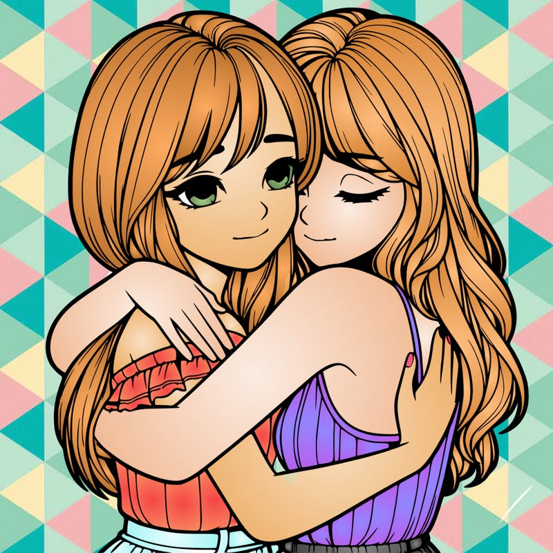 realistic girls hugging