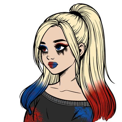 realistic girl with a high ponytail