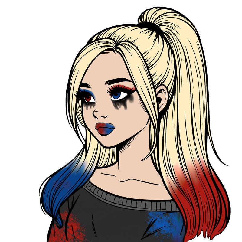 realistic girl with a high ponytail