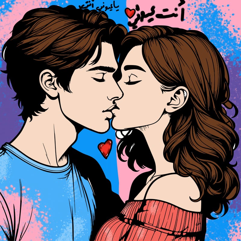 realistic couple kissing