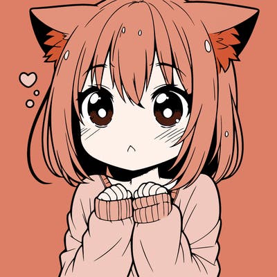 shy anime catgirl